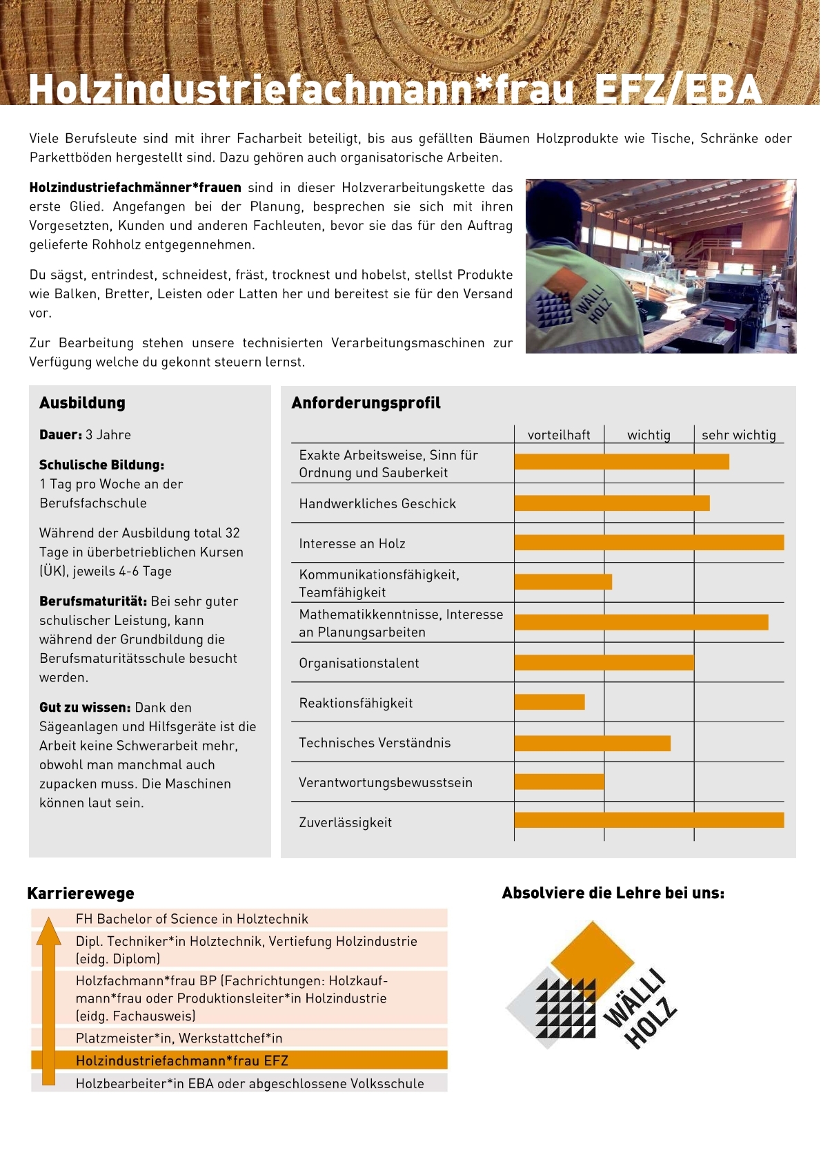 Holzindustriefachmann*frau EFZ/EBA