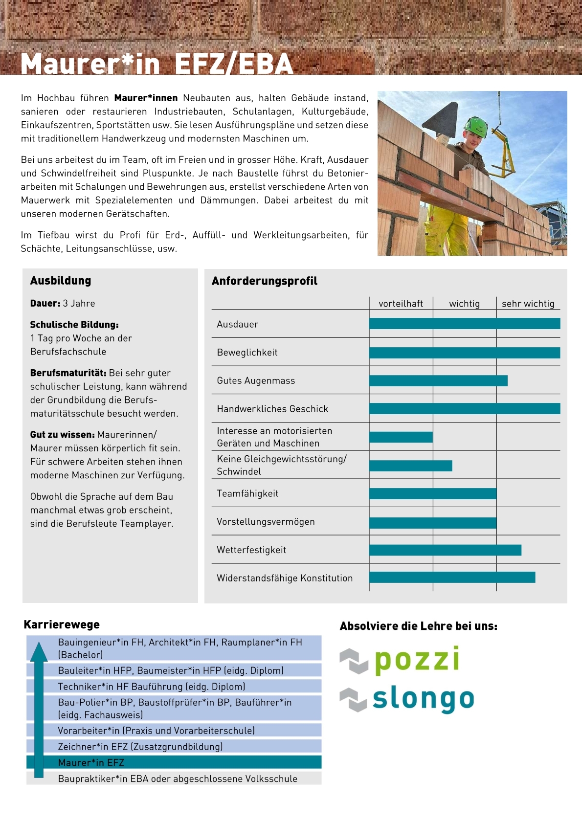 Maurer*in EFZ/EBA